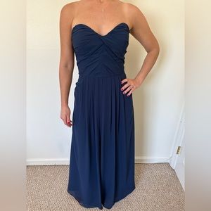 Hayley Paige navy blue strapless gown, size 6